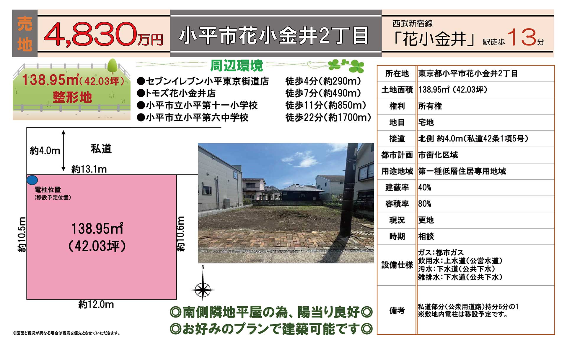 【売地】小平市花小金井2丁目